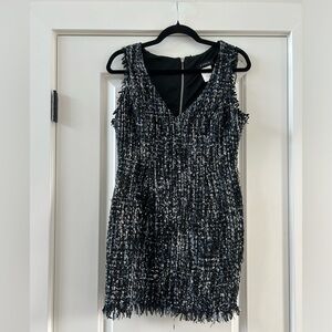 B. Darlin Juniors Sheath Tweed Dress Blue Multi Color size 11/12 Fringe Sequin